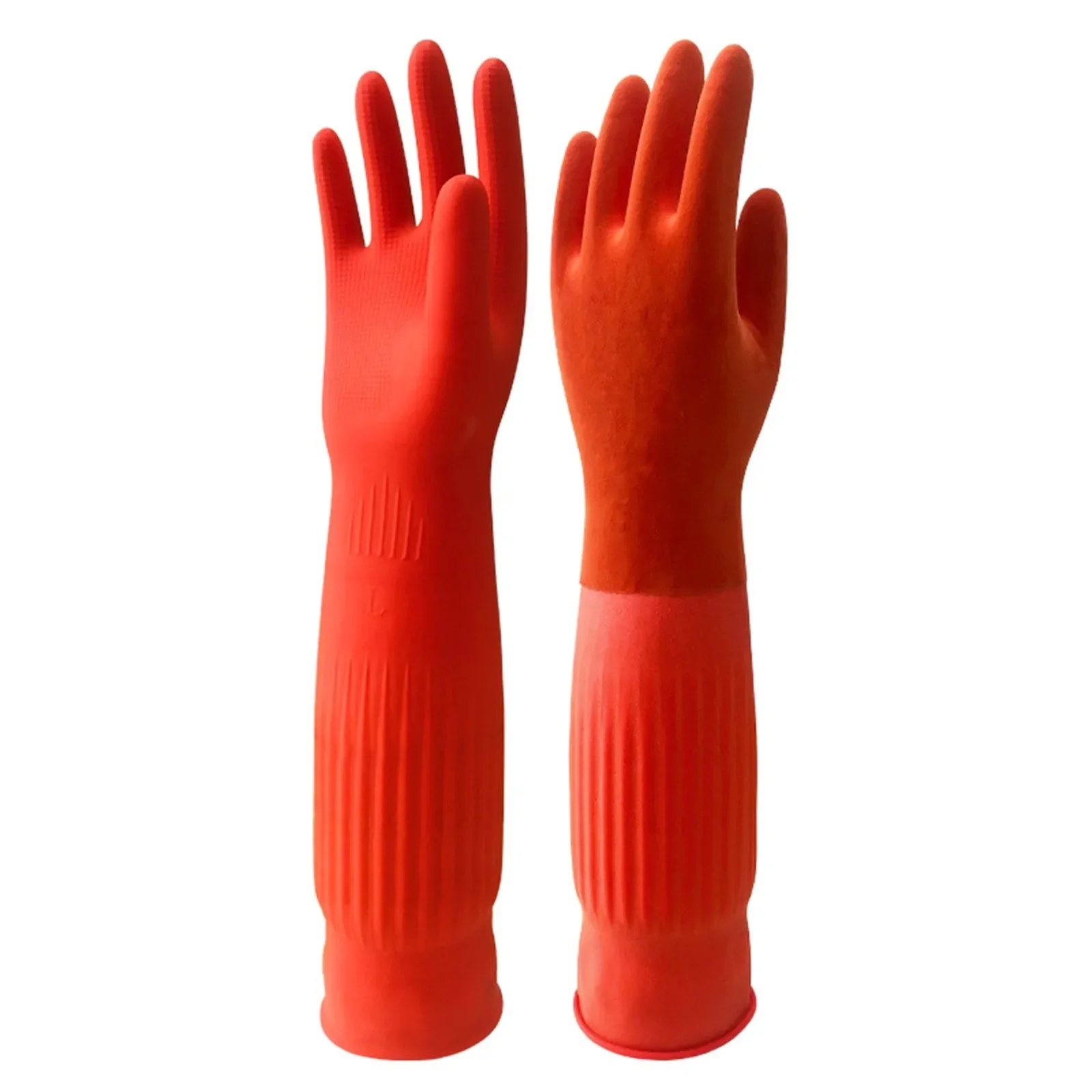 1Pair Lengthen Dishwashing Cleaning Gloves Silicone Rubber Dish Washing Glove for Household Scrubber Kitchen Clean Tool