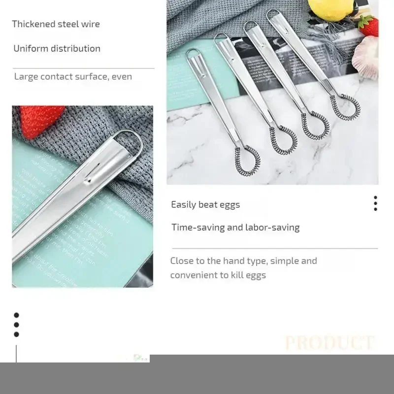 Egg Beater Rotary Whisk Ball Whisk Wire Whisk Stainless Steel Whisk Spring Hand Mixer Spoon Kitchen Eggs Sauces Honey Cream Mixing Kitchen Gadgets Cooking Tools