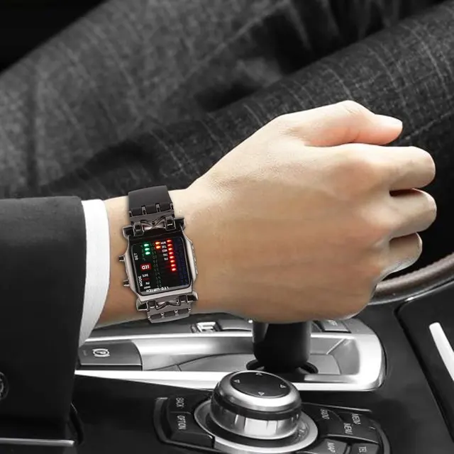 LED-Armbanduhr für Herren mit kreativem elektronischem Krabbenbildschirm und leuchtendem Binärsignal 5
