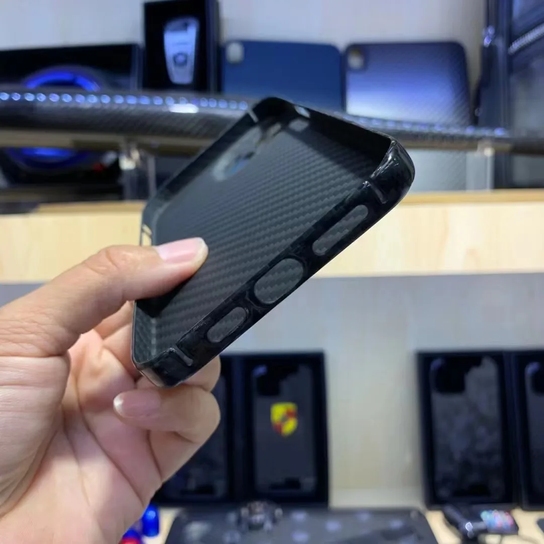 Telefone de Fibra de Carbono Real Puro para Iphone 13 Pro Max Drop-resistant Ultra-fino Iphone 13 Mini Preto Brilhante Capa de Proteção Case de - Image 5
