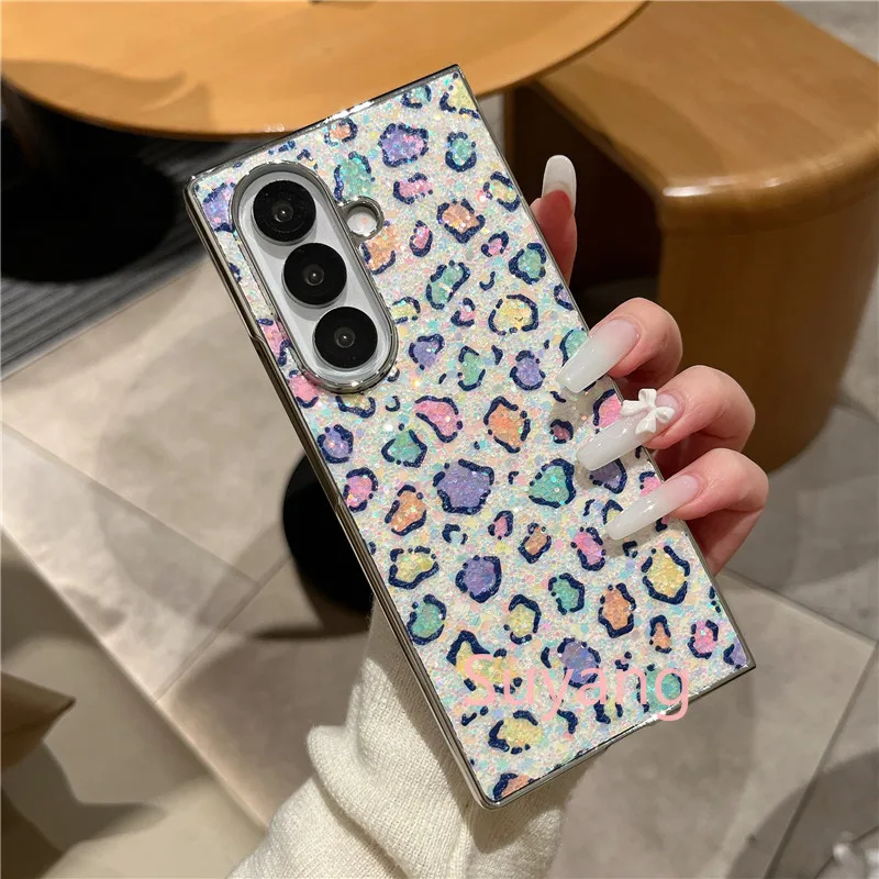 Luxury Electroplating Glitter Leopard Print Case For Samsung Z Fold_voghion.com