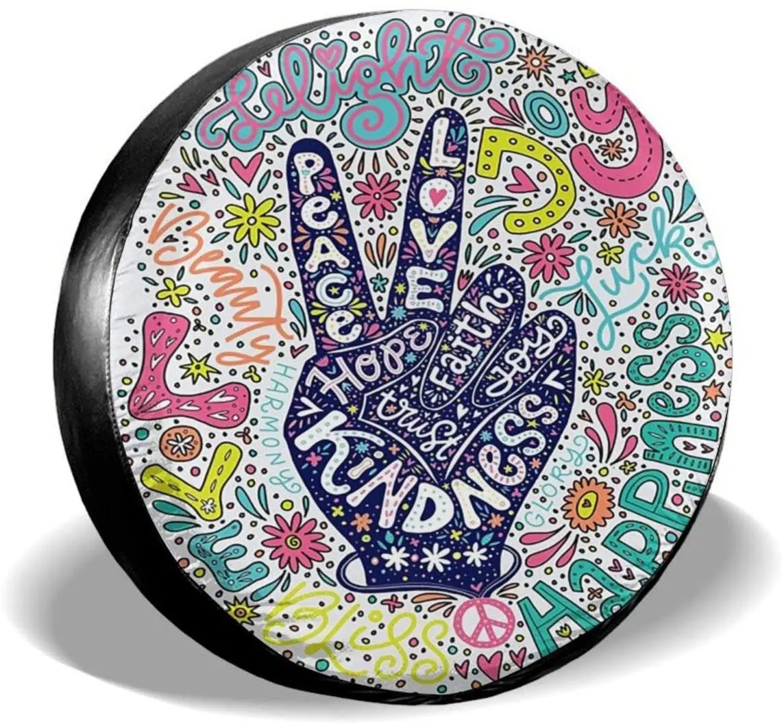 Kiuloam Floral Peace Sign Gesture Spare Tire Cover Polyester Universal  Sunscreen Waterproof Wheel Covers For Car Trailer Rv Suv Car Covers  AliExpress