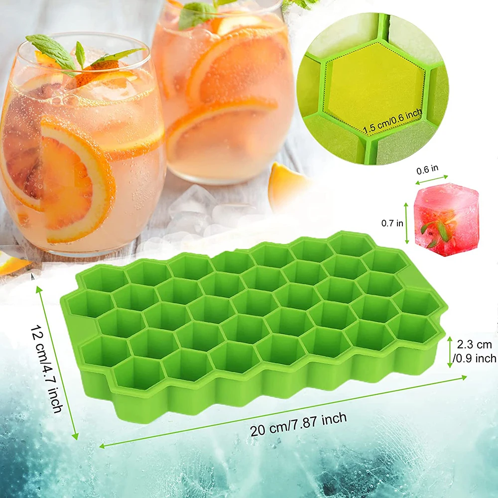 Ice Cube Trays 2PCS Easy-Release 14-Ice Trays with Removable Lid,Ice Trays  for Freezer, Silicone Ice Cube Tray for Whiskey and Cocktails and other