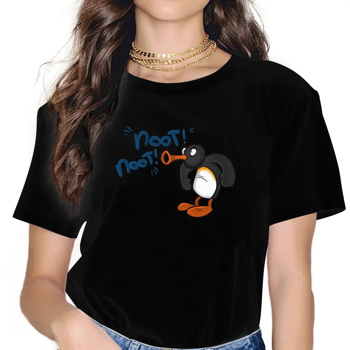 

NOOT NOOT PINGU Women Shirts Noot Noot T-shirt Harajuku Vintage Female Top