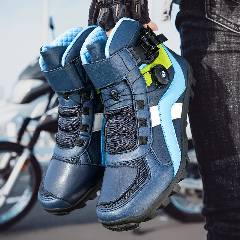 Ultra-fine Breathable Anti-slip Wear Increase Motorcycle Riding Ankle Shoes Cycling Leisure Protective Boots Fiber Leather motorcycle shoes motorcycle boots