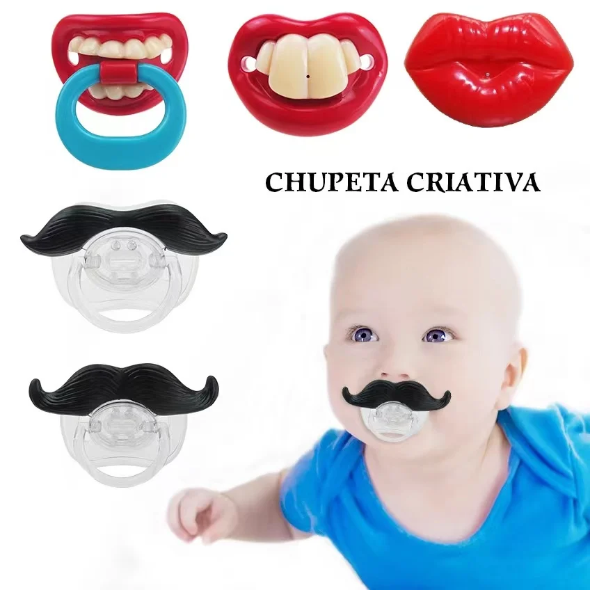 Quirky newborn baby 0-3 years old baby silicone pacifier red lip moustache perfect gift for newborn BPA free all silicone