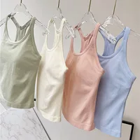 Women Longline Inner Padded Racerback Crop Tank Tops Basic Lounge Slim Fit Workout Tops for Gym Yoga Fitness 1