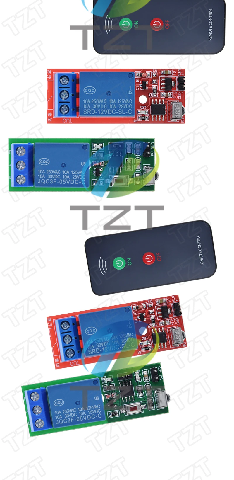 TZT IR 1-Kanal Infrarot-Empfänger Schaltrelais-Treibermodul 5V / 12V + Aktiver Fernbedienungscontroller Ohne Batterie – Detail 4