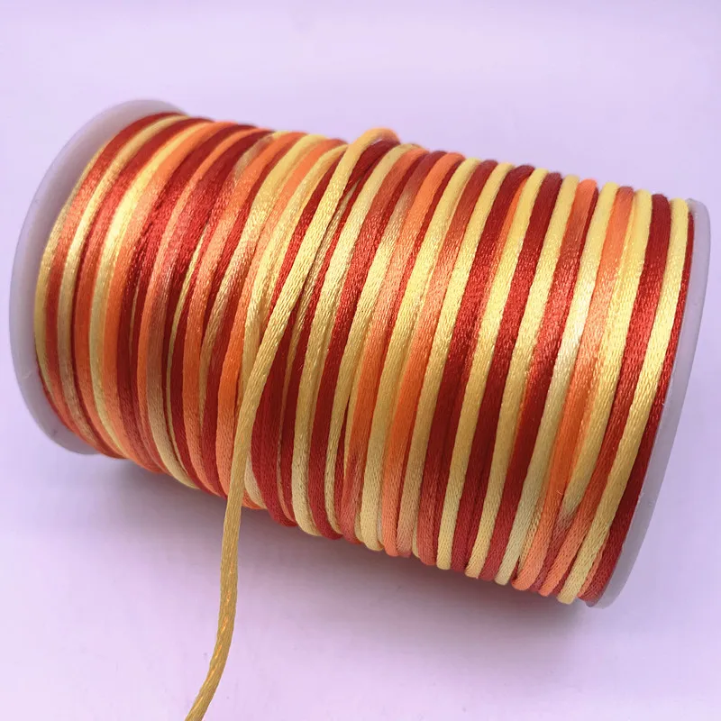 Cord 5yards 2.0mm Gradual Change Colourful Chinese Knot Line Silk Satin Nylon DIY Handmade Knitting String