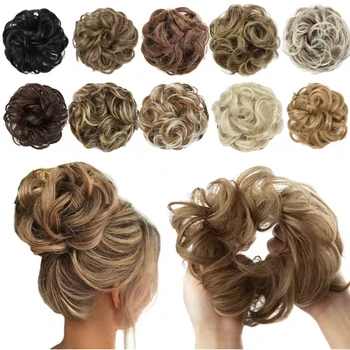 Extension per chignon sintetico, elastici per capelli ricci disordinati, chignon sintetico a ciambella, accessori per acconciature da donna