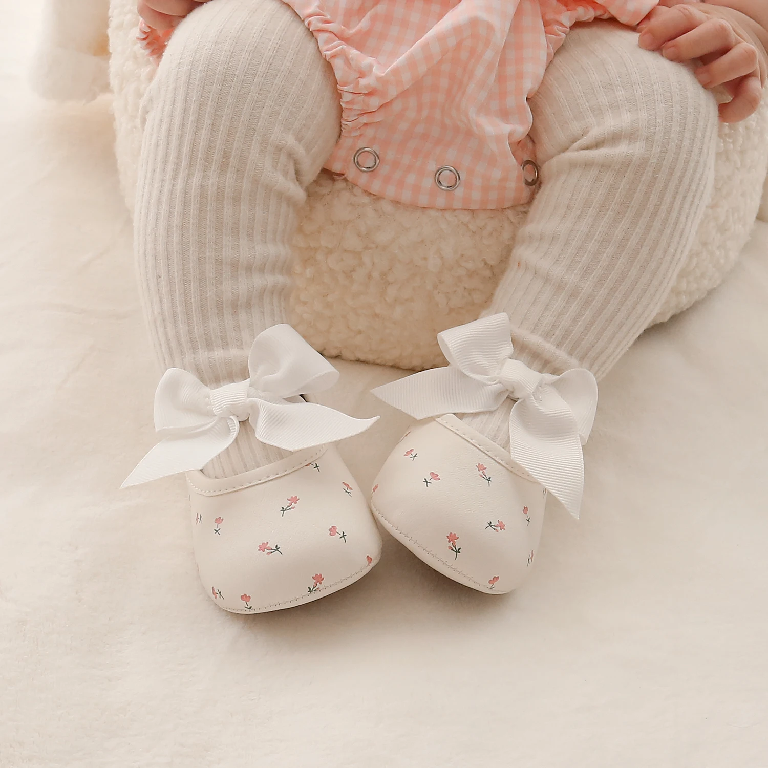 Infant Baby Girls Mary Jane Flats Non-Slip Bowknot Princess Wedding Dress Shoes Toddler Crib Shoes 4