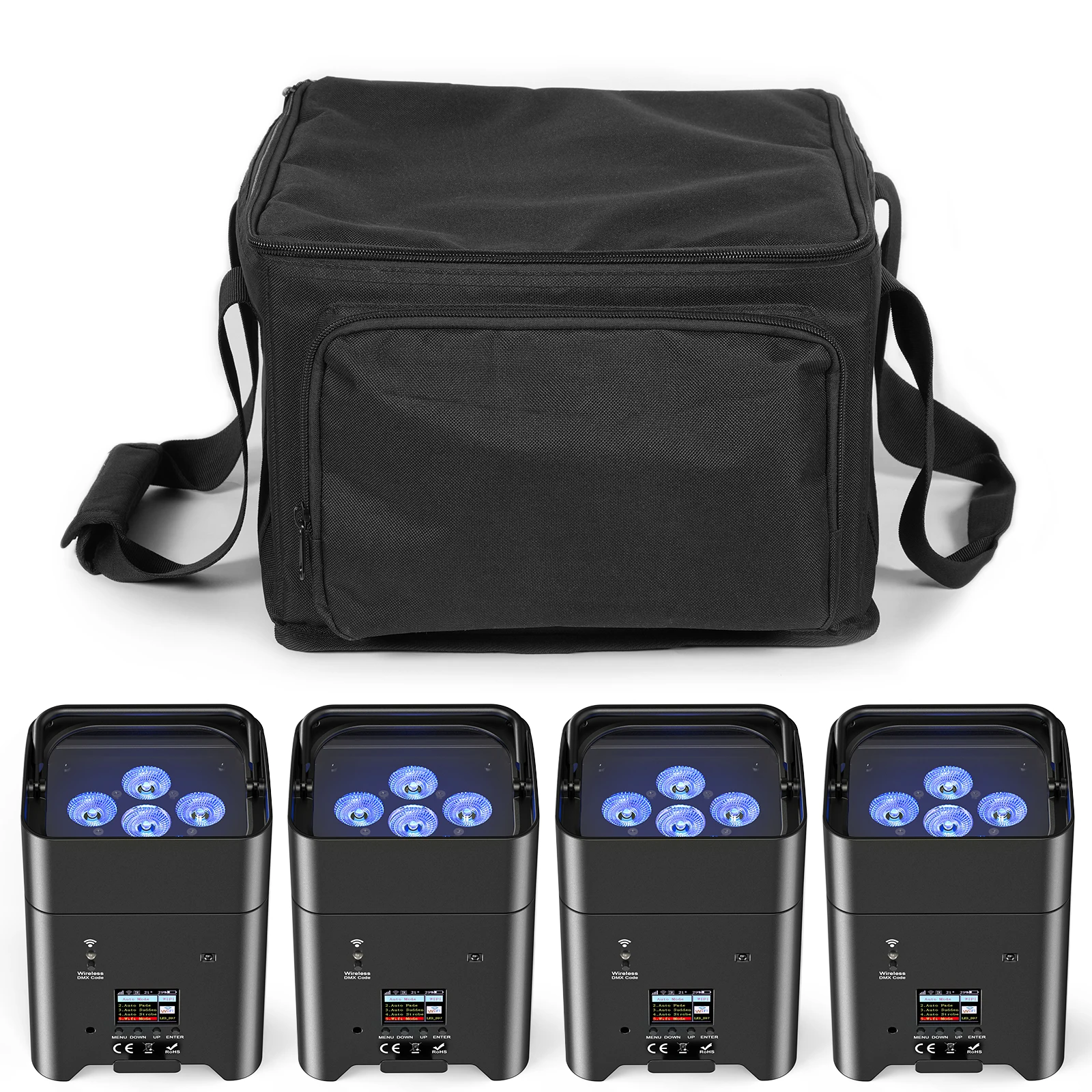 U'King 4 pièces 6x18W 6IN1 RGBAW + UV Par lumière avec sac DMX télécommande WiFi Par lumière sans fil LED lumière de scène pour DJ Bar fête