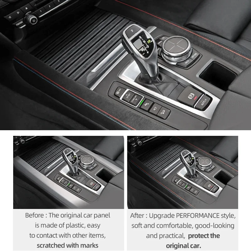 BMW X5 F15 X6 F16 コンソール シフト カバー ギア チェンジ レバー ボタン パネル トリム Mスポーツなど 黒 カーボン柄 : BETTERHUMZ Car Center Console Gear Shift Panel Side