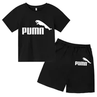 Ensemble 2 pièces décontracté d'été pour enfants de 3 à 12 ans, imprimé lettres, t-shirt et pantalon doux pour garçons et filles 2