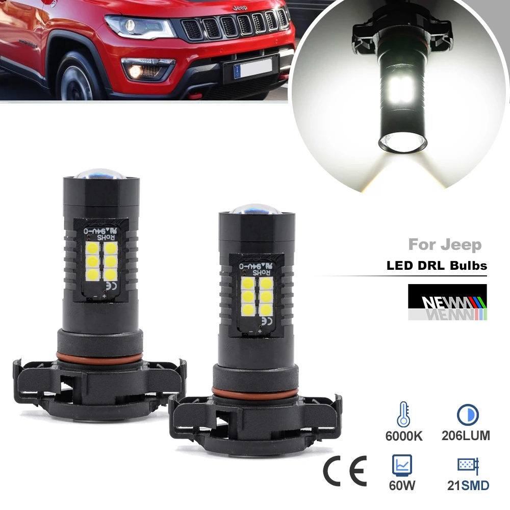 2x LED Daytime Running Lights for Jeep Compass 2017 2018 2019 2020 2021
