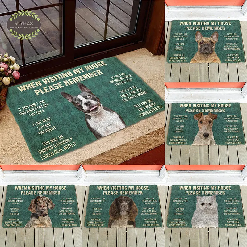 

French Bulldog Dog's House Door Mat Washable Non-slip Kitchen Bath Rug Carpets for Living Room Bedrooms Doormat Home Accessories