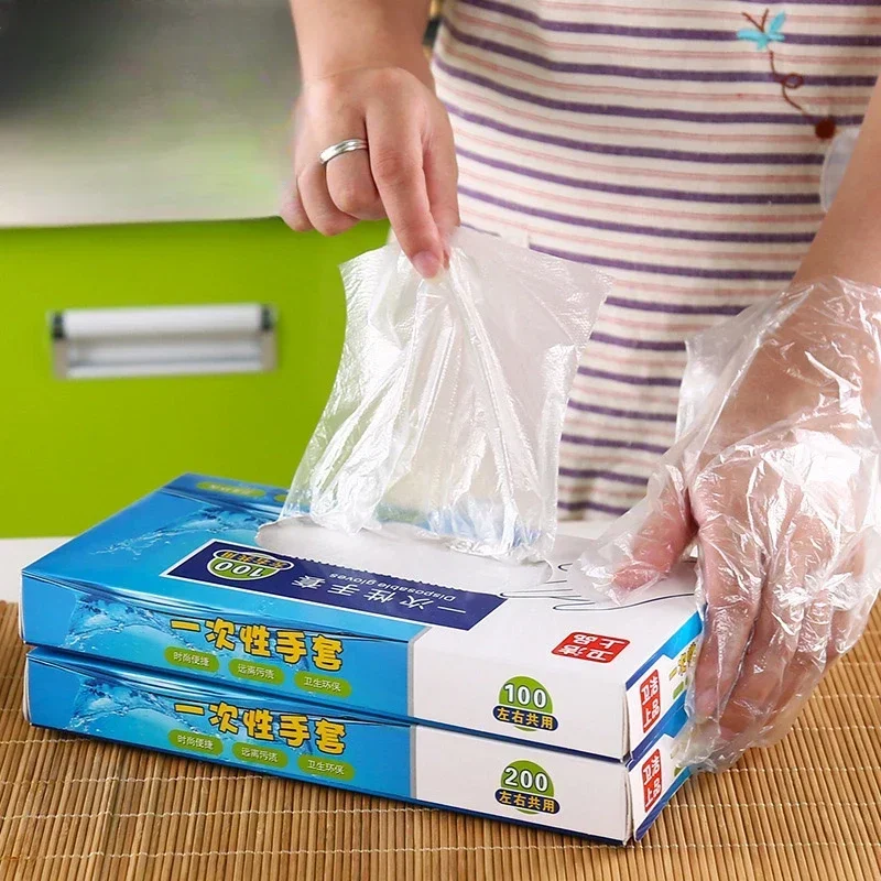 Plastic Large Disposable Polyethylene Clear Gloves 100/200 Pcs for Food Dealing Cooking Cleaning Kitchen Restaurant BBQ Accessory disposable gloves disposable nitrile gloves vinyl disposable gloves disposable plastic gloves