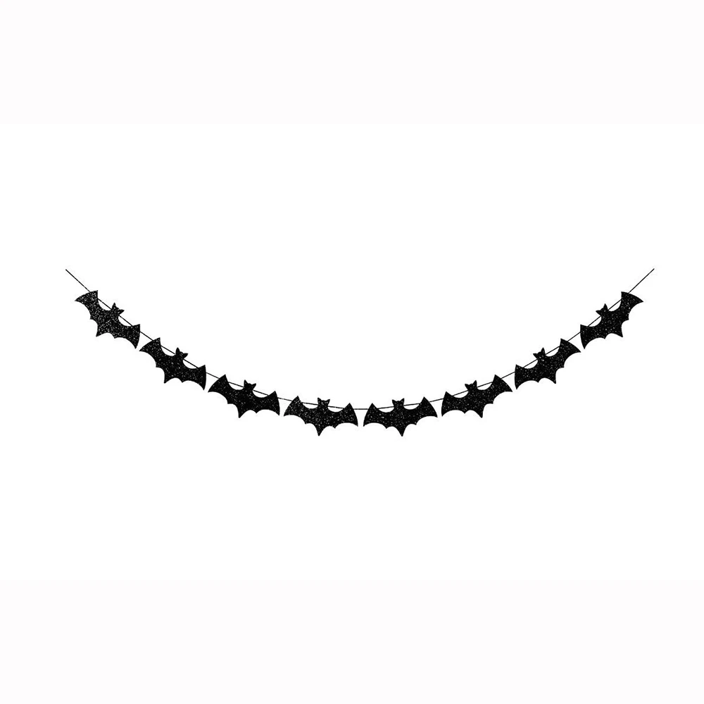 Paper Bat Banner Halloween Hanging Garland Happy Halloween Flag Party Decorations 1set