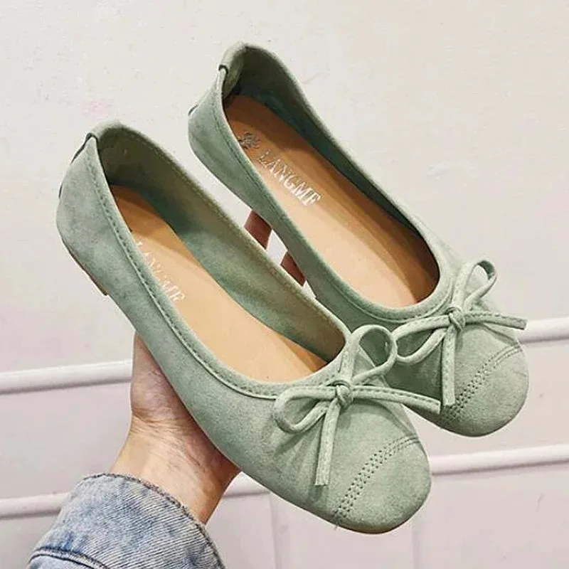 Women Loafers Round Toe Casual Sneakers Moccasins Summer Candy Color Espadrille Flat Bow Tie Ballet Flats