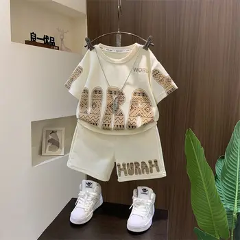 Boys Clothing Set 2025 Korean Loose Shirts+ Shorts 2pcs/set Sport Suits for Kids Teenager Tracksuits Casual Baby Outfits Clothes