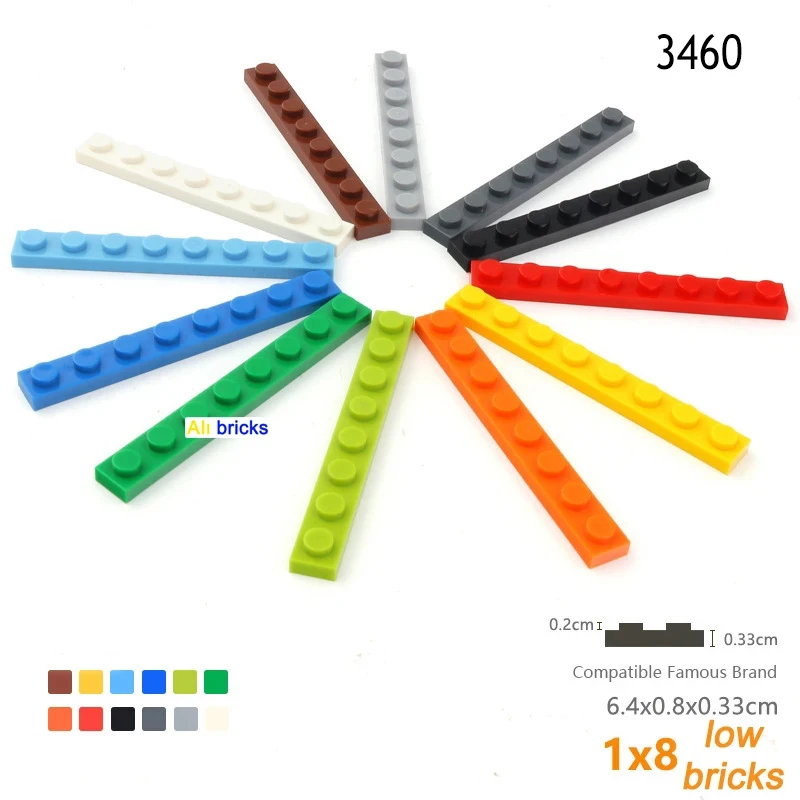 

15pcs DIY 1x8 Dots Thin Plate Building Blocks Figures Assmble Bricks Educational Creative Size Compatible With 3460 Toys Gift