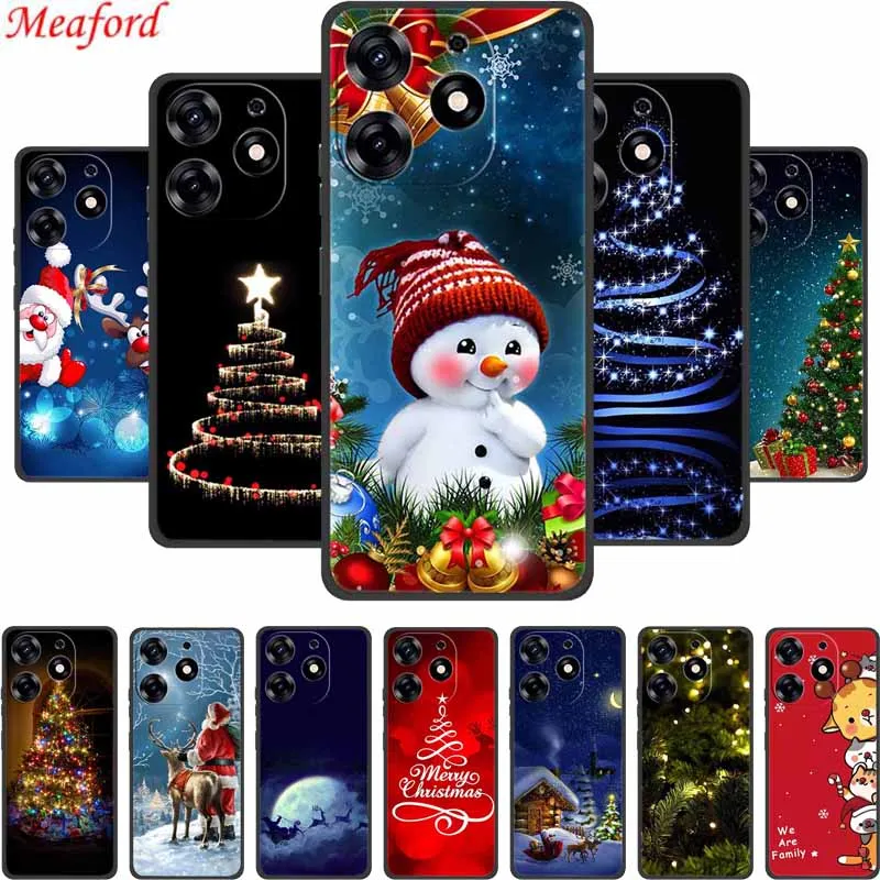 Festive Merry Christmas Black Silicone Soft Back Cover Case