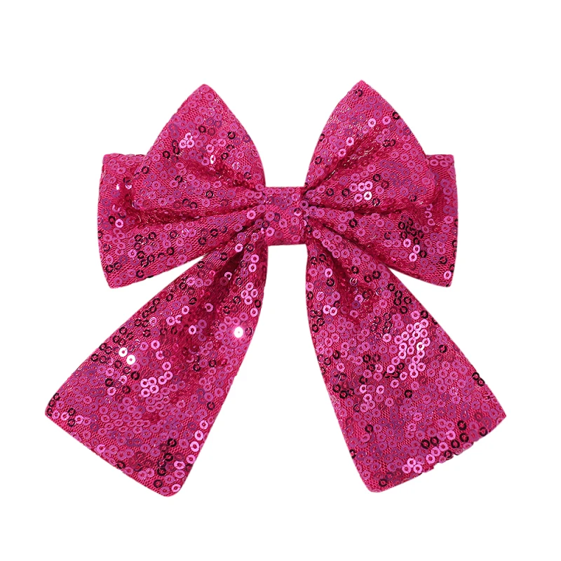 Weihnachtliche Glitzer-Pailletten-Haarspange für Babymädchen mit Großer Schleife 4,9'' Schleifenknoten-Haarklammer Süße Cheerleading-Festival-Kopfbedeckung – Detail 9