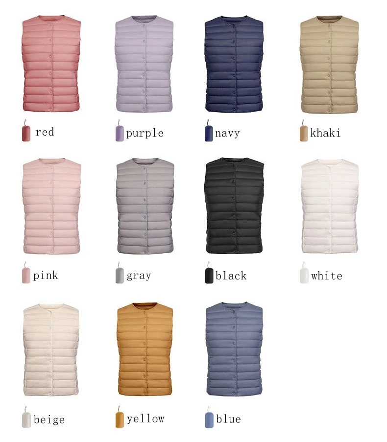 Description Picture 4 of item90% Matt Fabric Women's Warm Vests Ultra Light Down Vest Women Two Ways Waistcoat Portable Warm Sleeveless Winter Liner