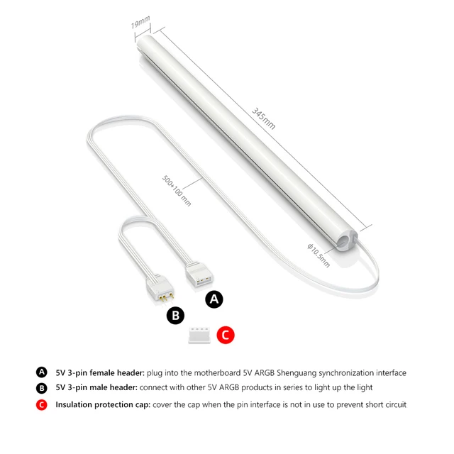 2pcs Luminous Water Cooling Tube - Éclairage RGB ARGB Aura Sync DIY – Image 6