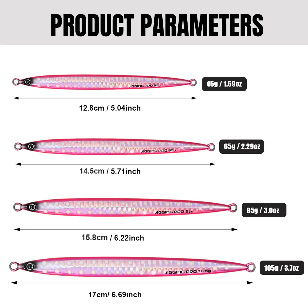 JIGGING PRO Gekito Jig Strike Metall-Jig 45g 65g 85g 105g UV-Leuchtend Weitwurf Vertikal Salzwasser-Angelköder für Thunfisch GT – Detail 2