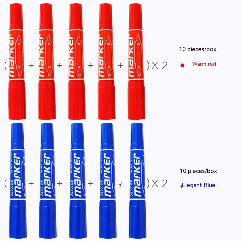 10 teile/satz Twin Tip Farbige Permanent Marker Feine Spitze Wasserdichte Fettige Schwarze Tinte für Skizzieren Malerei Schule Kunst Liefert – Detail 4