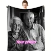 1pc Custom Blanket With Photo Text, Personalized Blanket Custom Throw Blanket, Custom Gift Blanket For Family, Valentine's Day 2