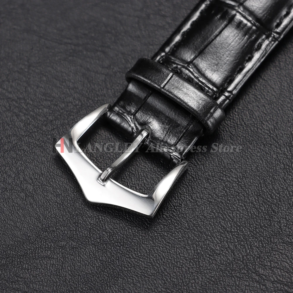 Premium Black Genuine Leather Watch Strap - Universal Fit
