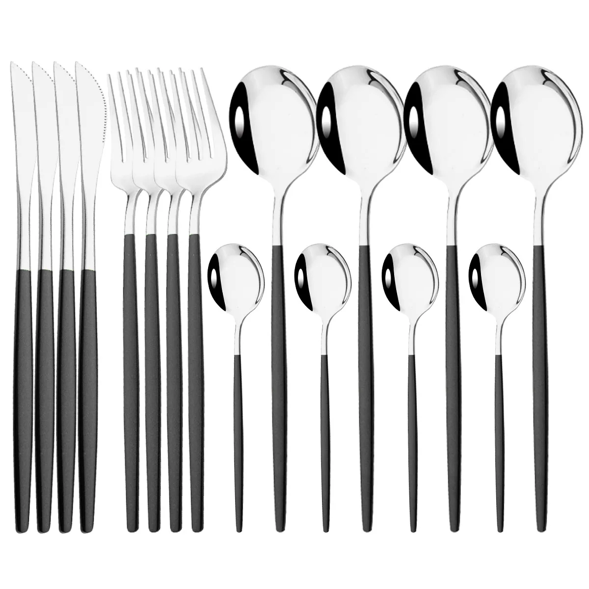 thumbnail image 1 of Vajilla de oro rosa de 16 Uds., juego de vajilla con espejo, cubiertos de acero inoxidable, cuchillo de cocina, tenedor, cuchara, juego de cubiertos para restaurante y boda, 1 of 5