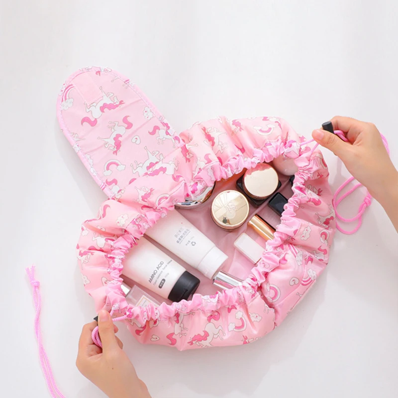 Women's Waterproof Drawstring Travel Cosmetic Organizer Bag