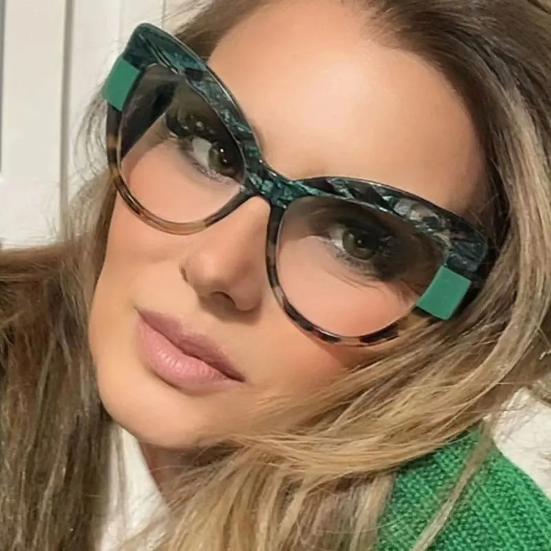 R57576 Color-Blocked Blue Light Blocking Glasses Frame Stylish Cat Eye Optical Presbyopia Eyeglasses Customizable Prescription 4