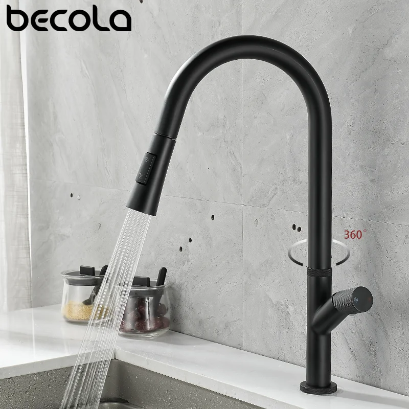 Removable Black Gourmet Kitchen Faucets Kitchen For Kitchen Sink Mixer Tap For Sink 360 Degree Rotation Hot Double Control Brass