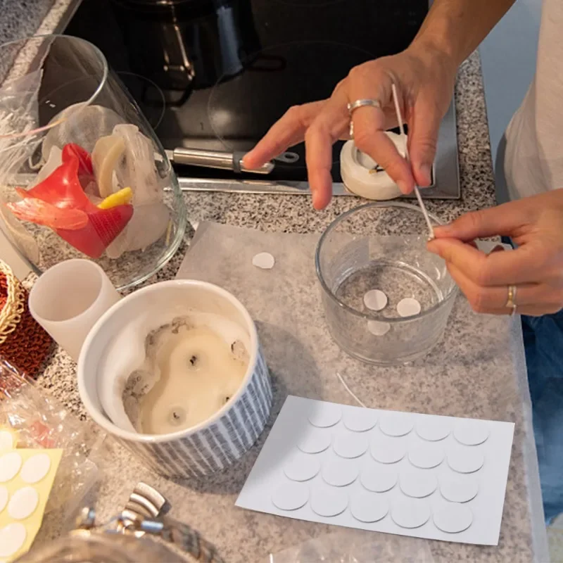 100/1000PCS Candle Wick Stickers White Heat Resistance Foam Double-sided Tape Candles Making Wax Fixed Base Brackets Wholesale - Image 3