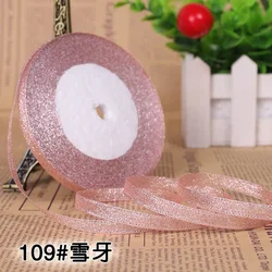 Multicolor Silk Satin Organza Glitter Ribbon for Elegant Decorations - 25 Yards (Champagne)