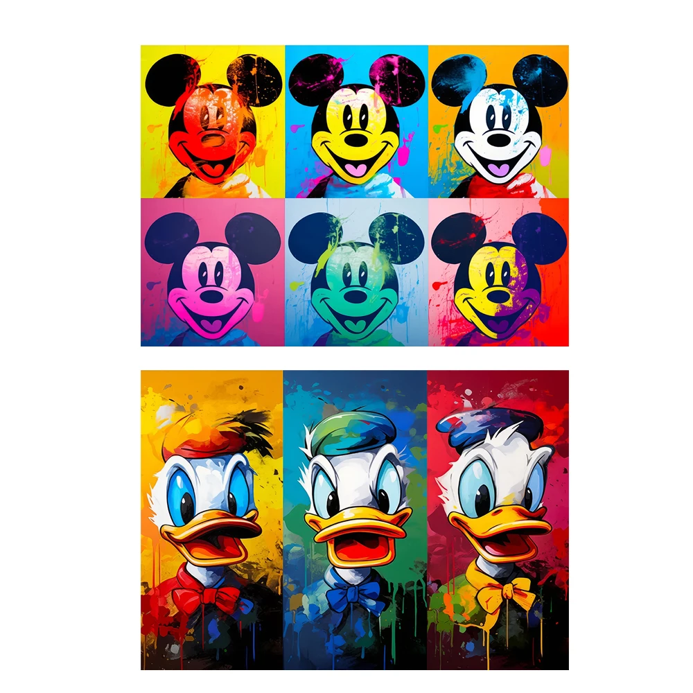 Mickey and Donald Duck Graffiti Canvas Wall Art Posters and Prints Pop Street Art Paintings on the Wall Pictures Decor