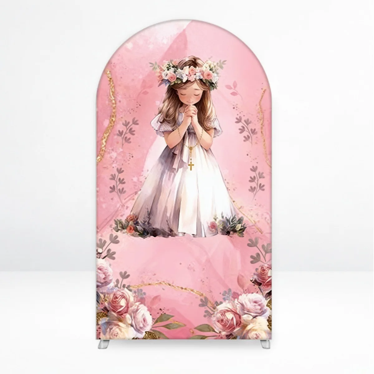 VIKAMA Rosa Blumenbogen-Hintergrund, mit einem leichten und langlebigen Design, perfekt für Heim- oder Kirchenveranstaltungen. – Detail 7