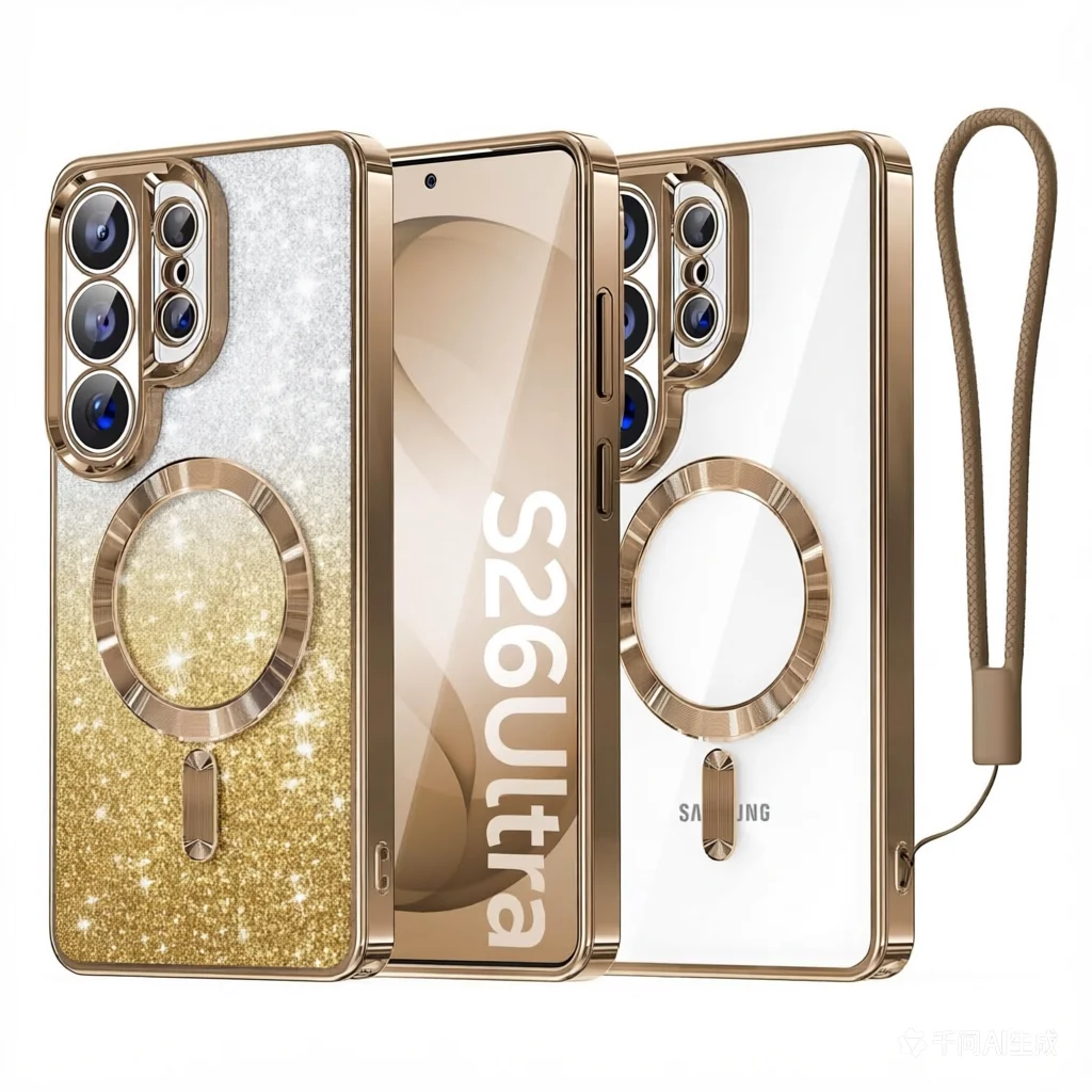 Glitzer-Plating-Lanyard für Magsafe-Hülle für Samsung Galaxy S26 Ultra S25 S24 S23 S22 S21 Plus Note 20 Magnetische Weiche TPU-Abdeckung – Detail 10