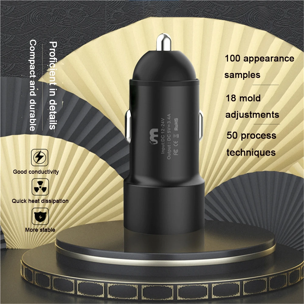 Metal Dual Port Fast Car Charger for Universal Vehicles