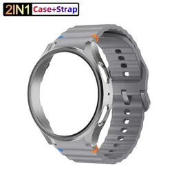 Premium Silicone Watch Strap with Protective Case and Screen Protector - Universal Fit for Samsung Galaxy Watches (Grey grey)