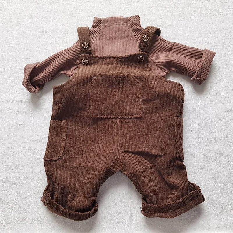 Corduroy Baby Overalls and Blouse Set for Boys