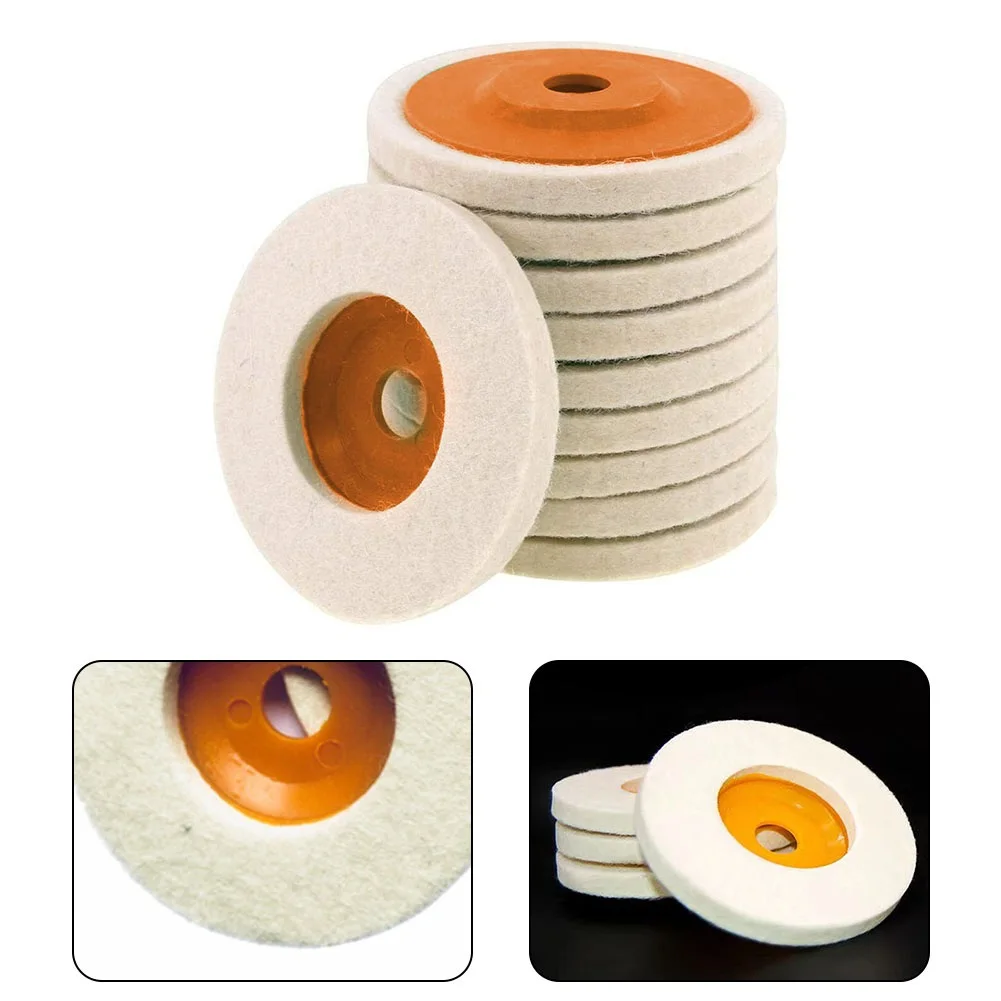 

10pcs 100mm Wool Felt Polishing Wheel Buffing Pads 16mm Bore Grinder Wheel Disc Polishing Glass Power Tools Accessories