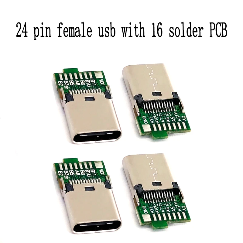 1PC 24Pin Weibliche USB Stecker 8/16 Solder Gelenke Hohe Strom USB C Lade Jack USB Typ-C weibliche Buchse Mit einer PCB Board ‌