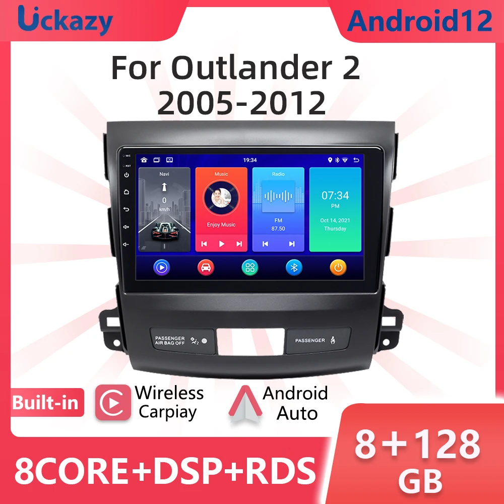 Autoradio Android 14 2 DIN 9" Pour Mitsubishi Outlander 2005-2011 Et Peugeot 4007 2007-2013 - GPS, CarPlay Sans Fil, Android Auto, Caméra