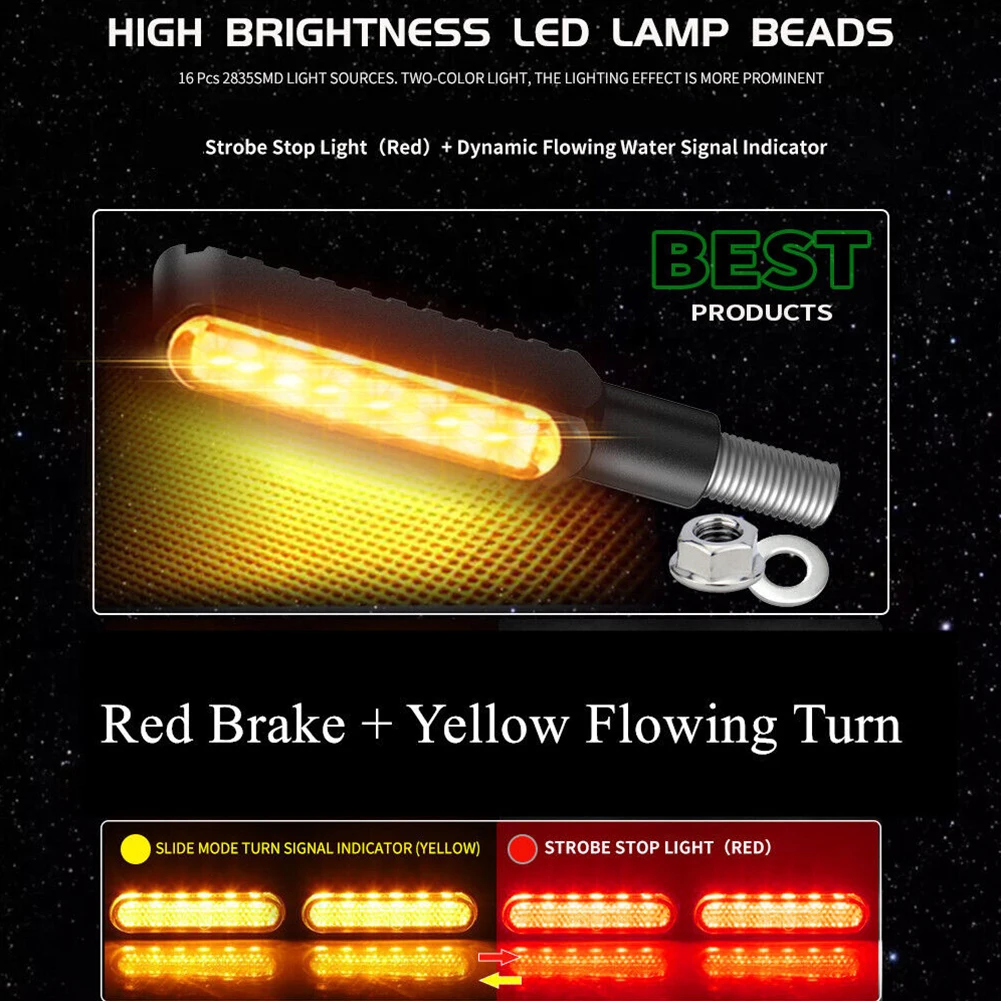 

2 × индикаторы поворота, Флюоресцентный черный корпус для мотоцикла, ЧПУ, 12 В постоянного тока, IP68, с защитой от вибрации, 16 Флюоресцентный корпус