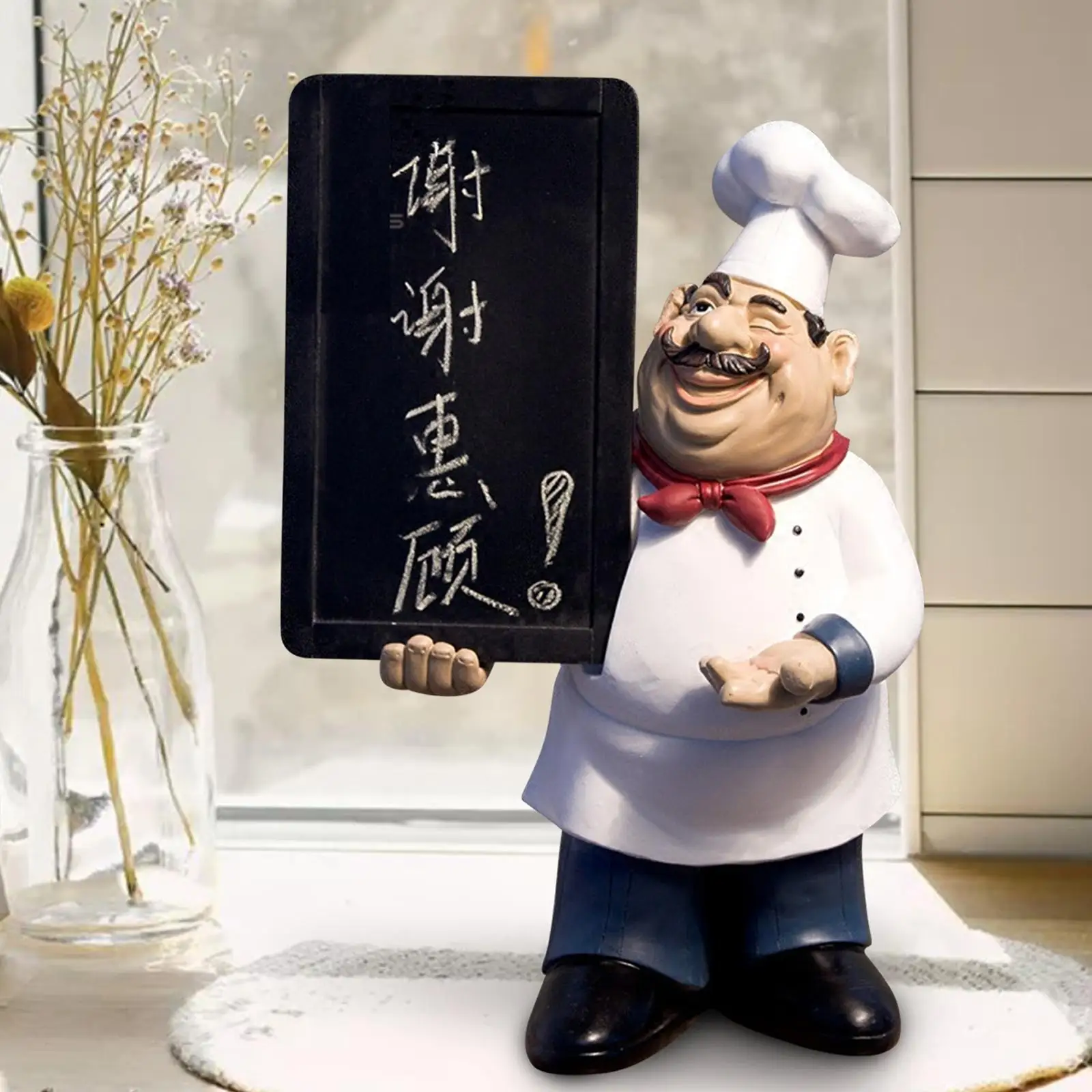 

Chef Statue Cartoon Collectible Nordic Novelty Resin Cute Chef Figurine for Tabletop Kitchen Decorations Counter Top Shop Decor